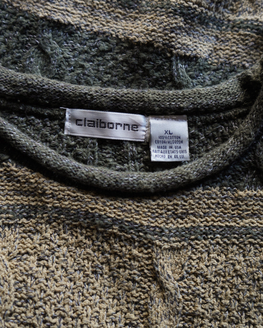 90s Claiborne all-over pattern cotton knit sweater