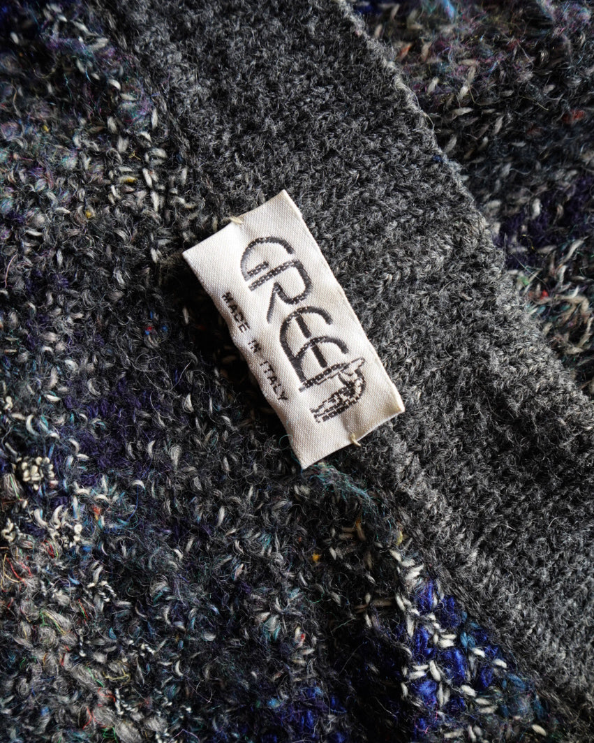 green wool acryl check cardigan made in italy