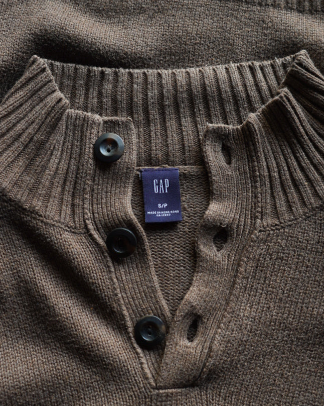90s old gap cotton henry neck knit sweater