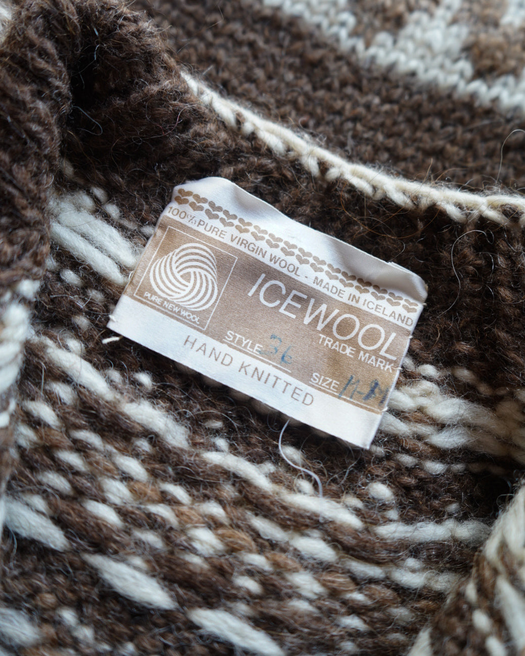 "ladies" 80s ICE WOOL ropey sweater cardigan