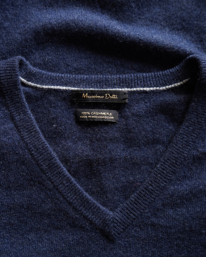 "ladies" Massimo Dutti cashmere shallow v neck knit sweater