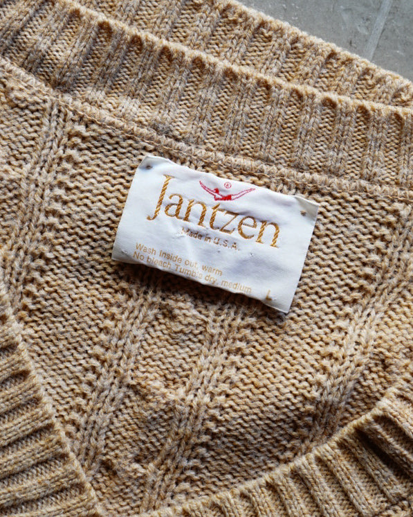 70s JANTZEN cable design knit sweater made in u.s.a