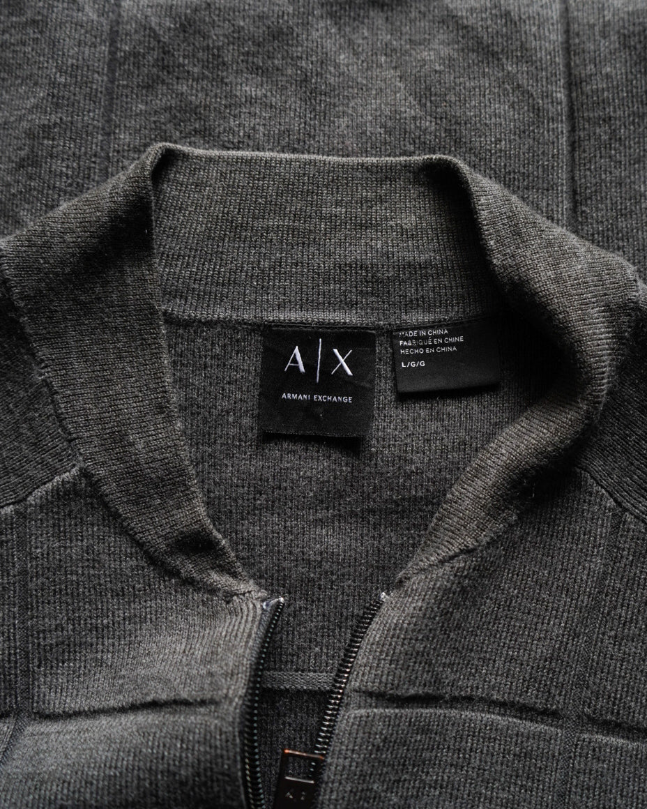 ARMANI EXCHANGE zip-up knit blouson jacket