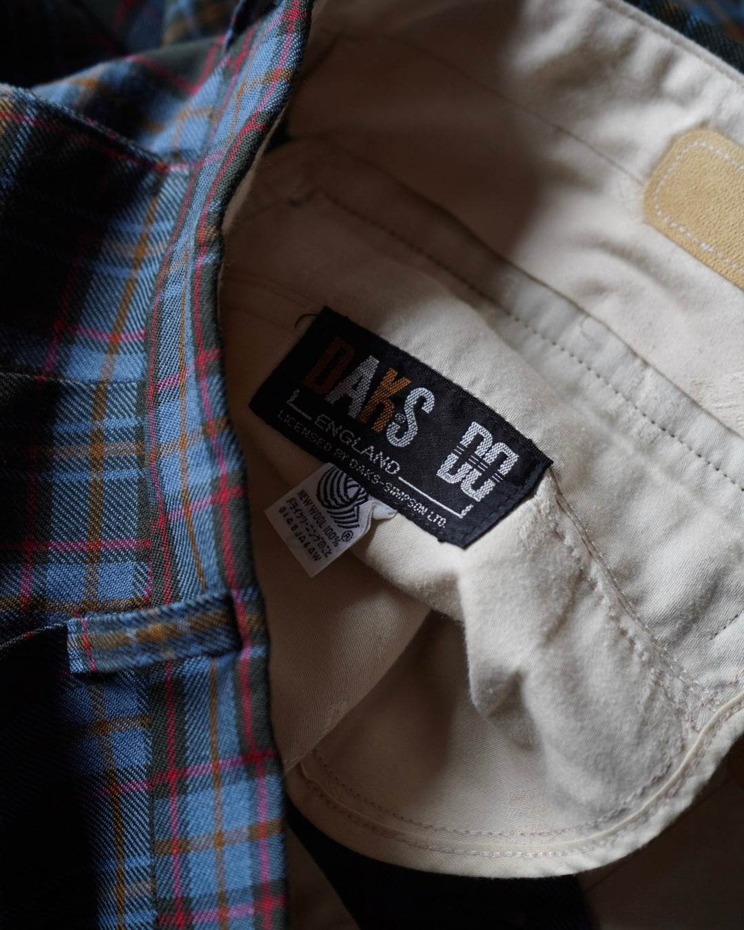 DAKS Plaid Check Pattern Wool Slacks