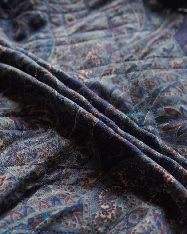 paisley pattern quilting zip-up jacket