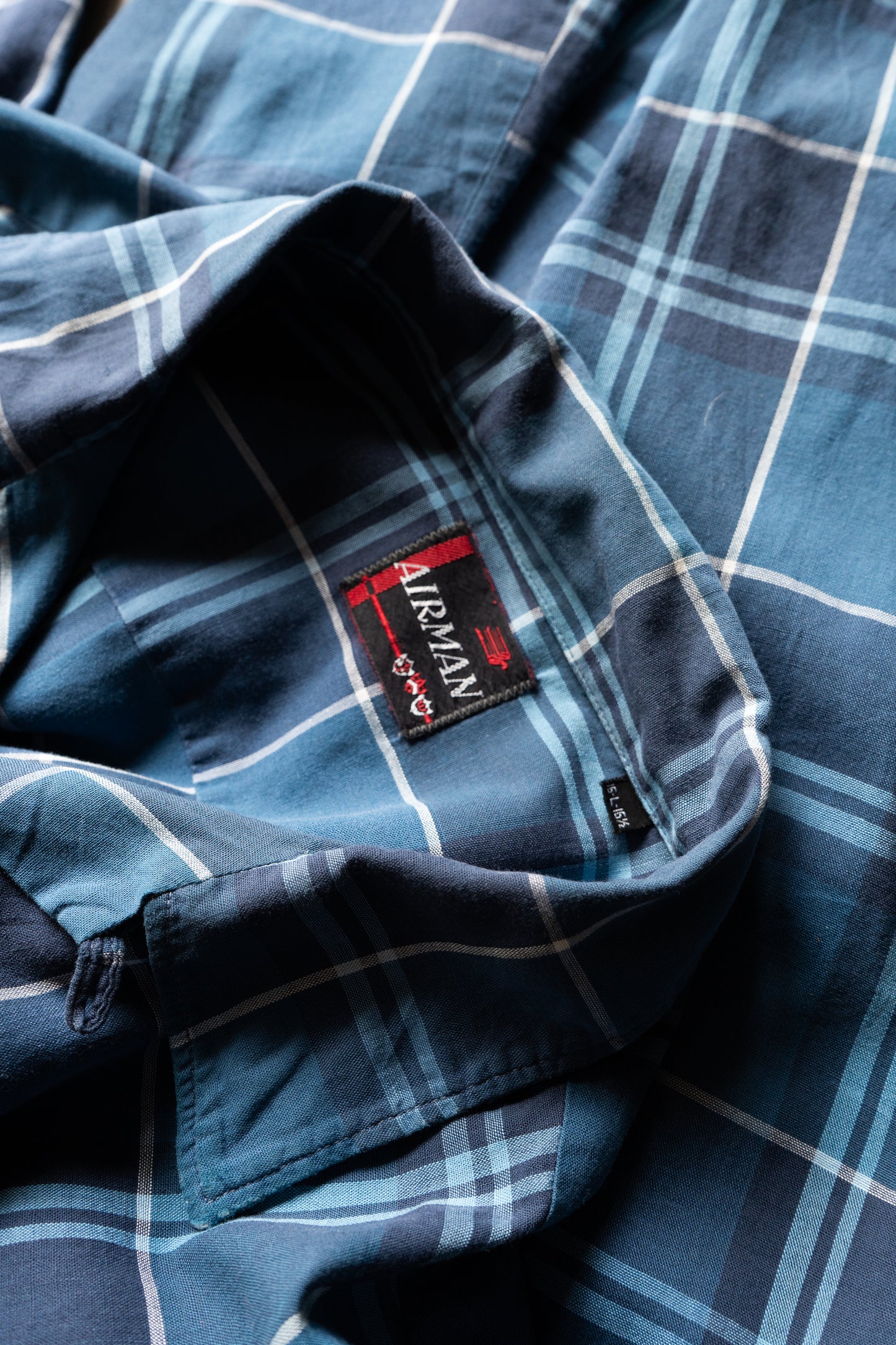 60's AIRMAN cotton open collar check shirts