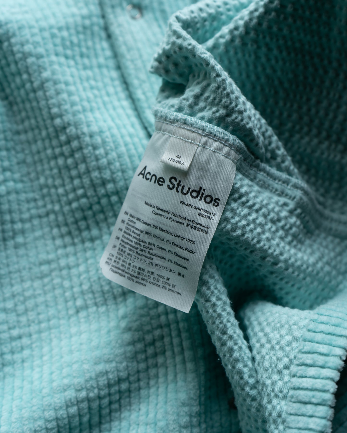 Acne Studios corduroy snap button design shirts