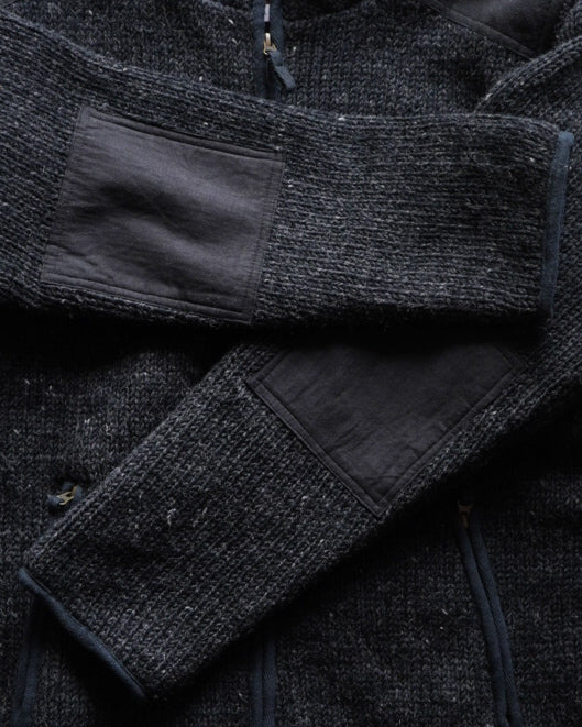 Laundromat wool knit zip-up jacket