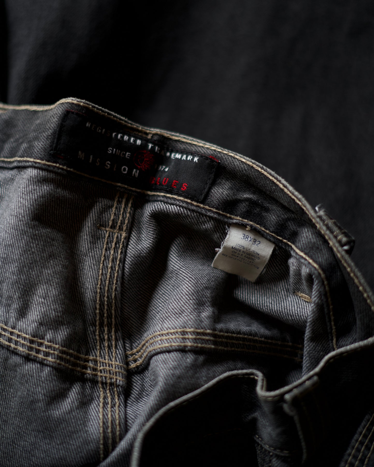 90s “MISSION BLUES”Painter Black Denim Pants