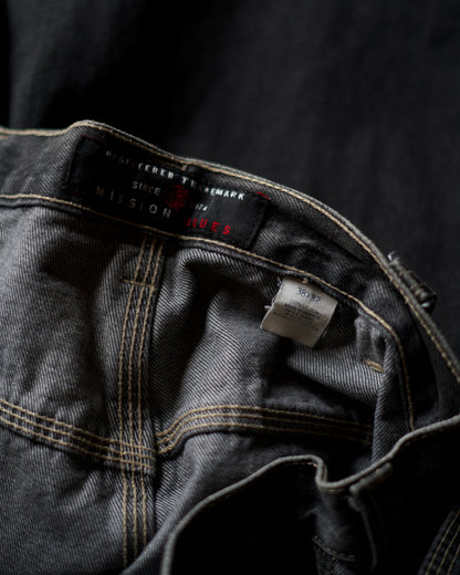 90s “MISSION BLUES”Painter Black Denim Pants
