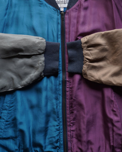 City Streets switching design silk zip-up blouson jacket