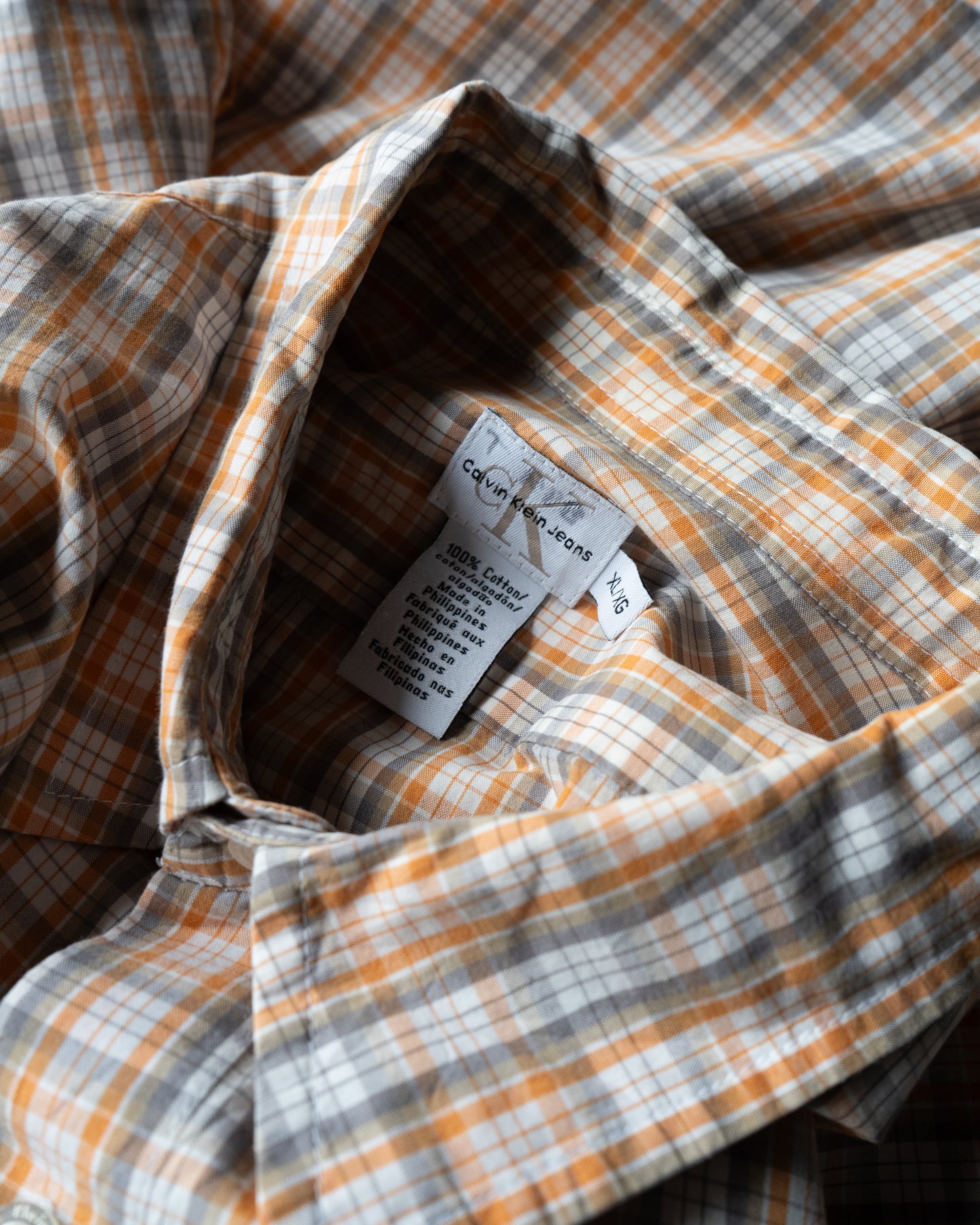 Calvin Klein Jeans cotton orange/gray check shirts .. box silhouette..