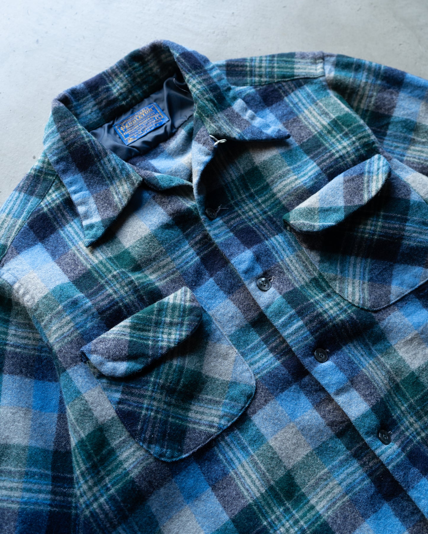 60~70's Pendleton wool open collar check shirts