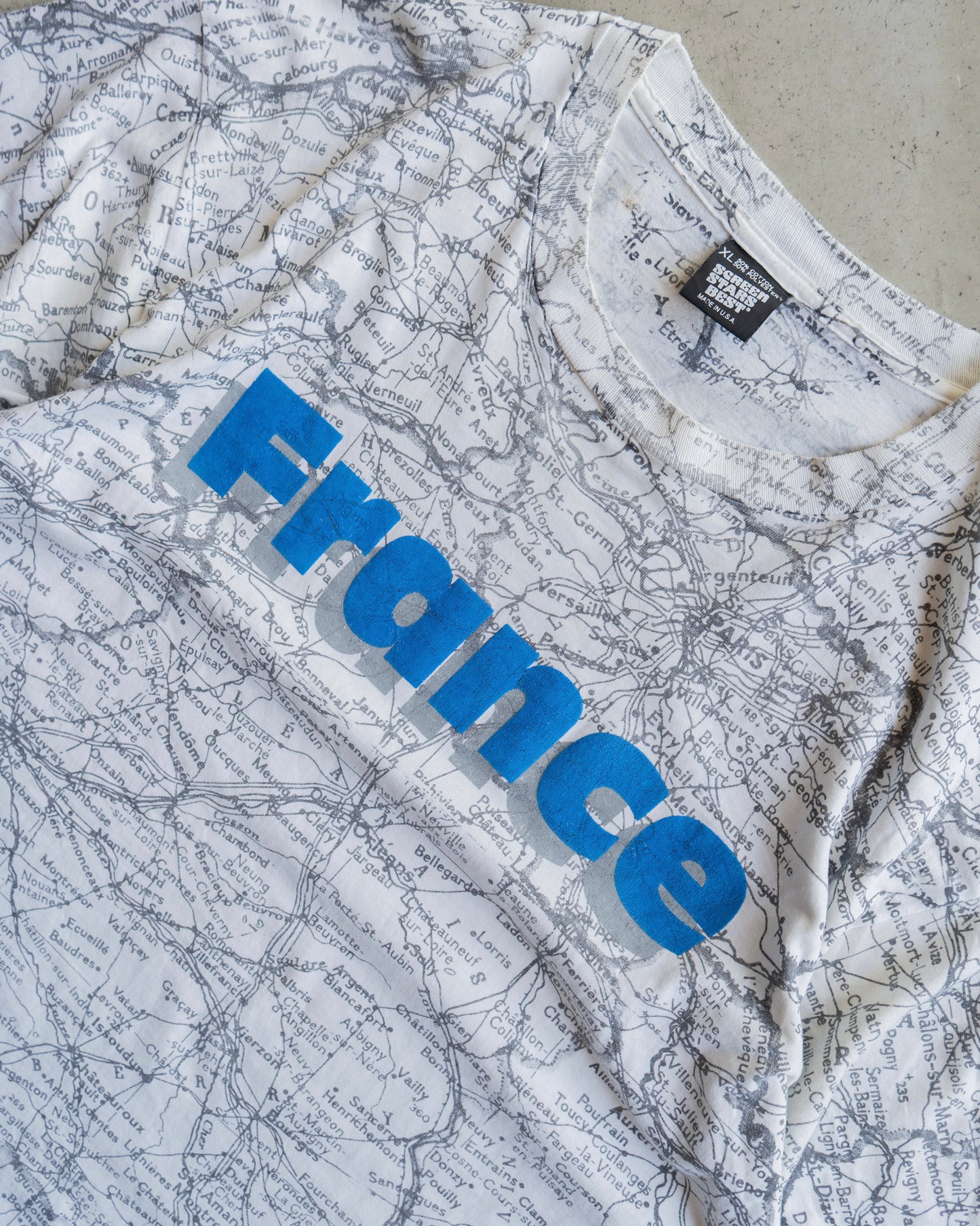 90's all print map design ''France" tee