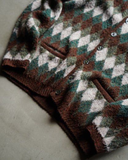 70's jockey diamond-pattern cardigan