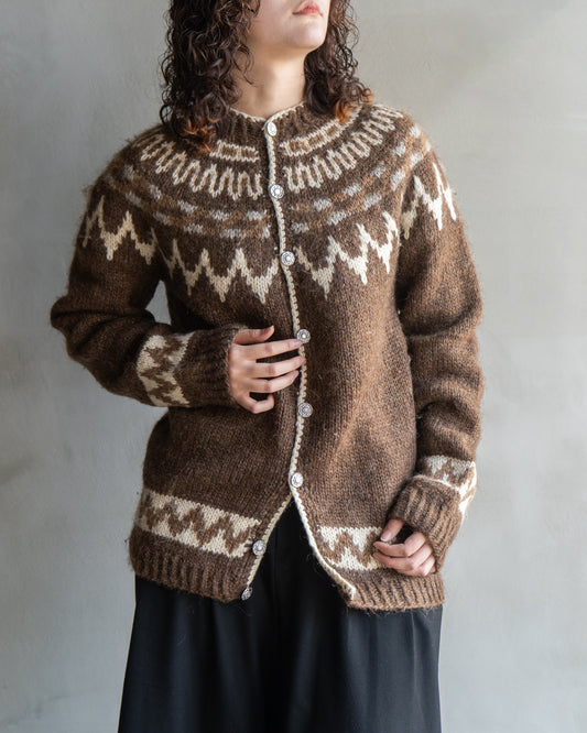 "ladies" 80s ICE WOOL ropey sweater cardigan