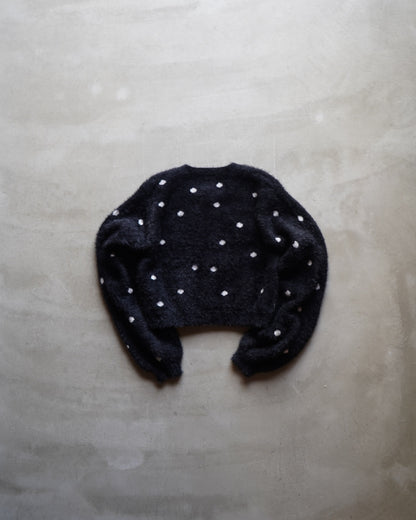 "ladies" polka dot mohair-like cardigan