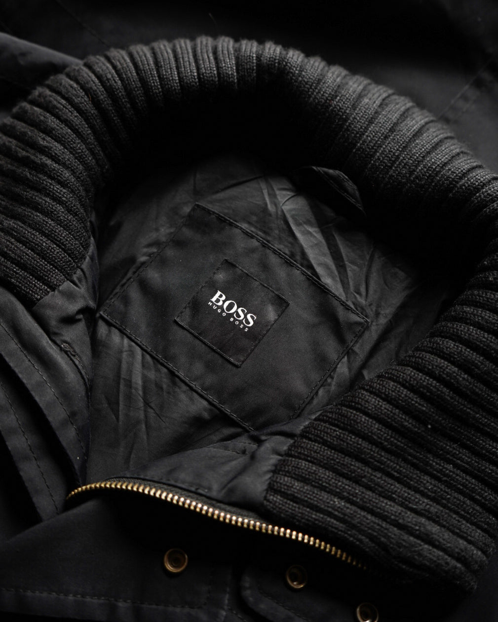 HUGO BOSS stand neck fly front design jacket