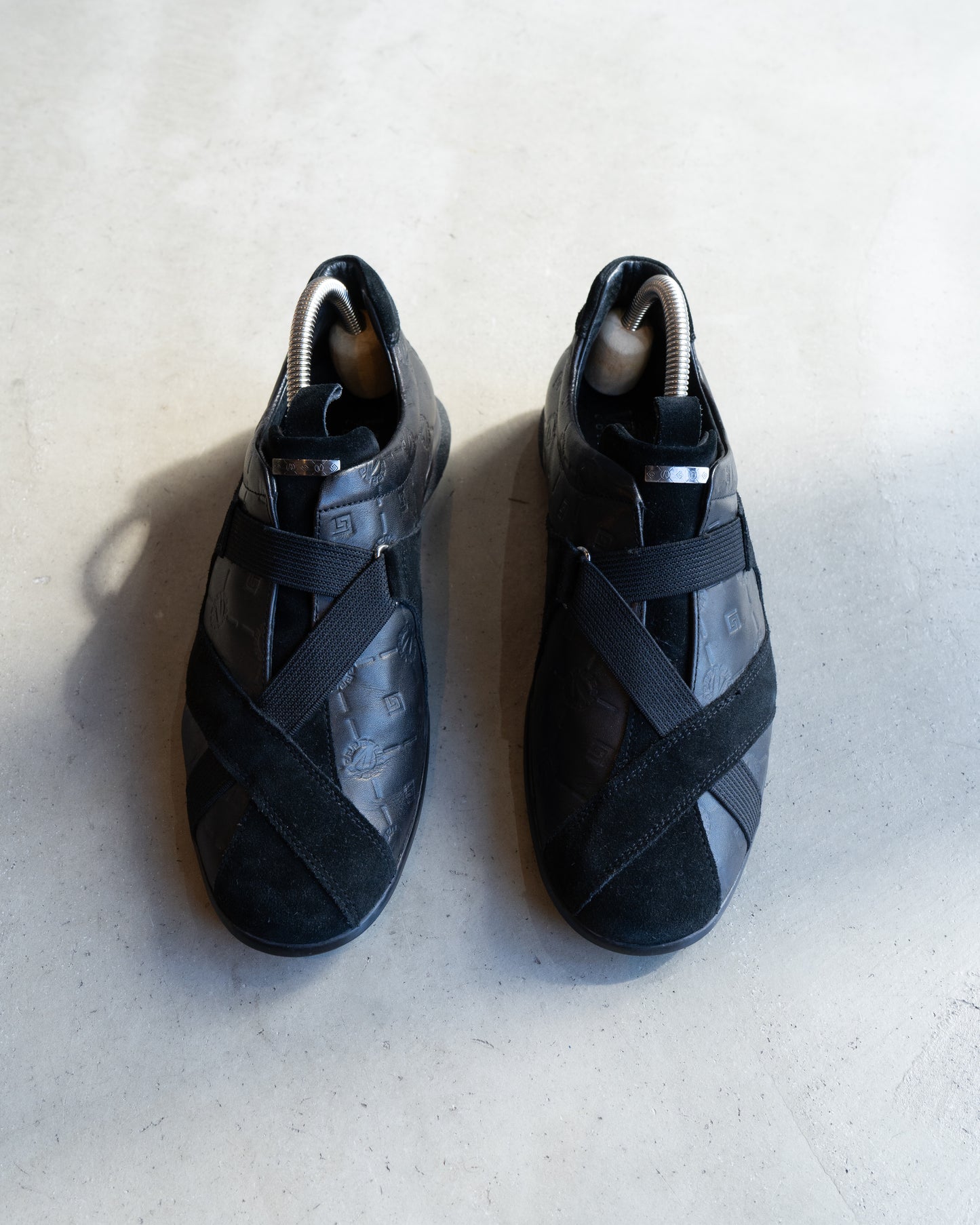 versace collection leather×suede slip on