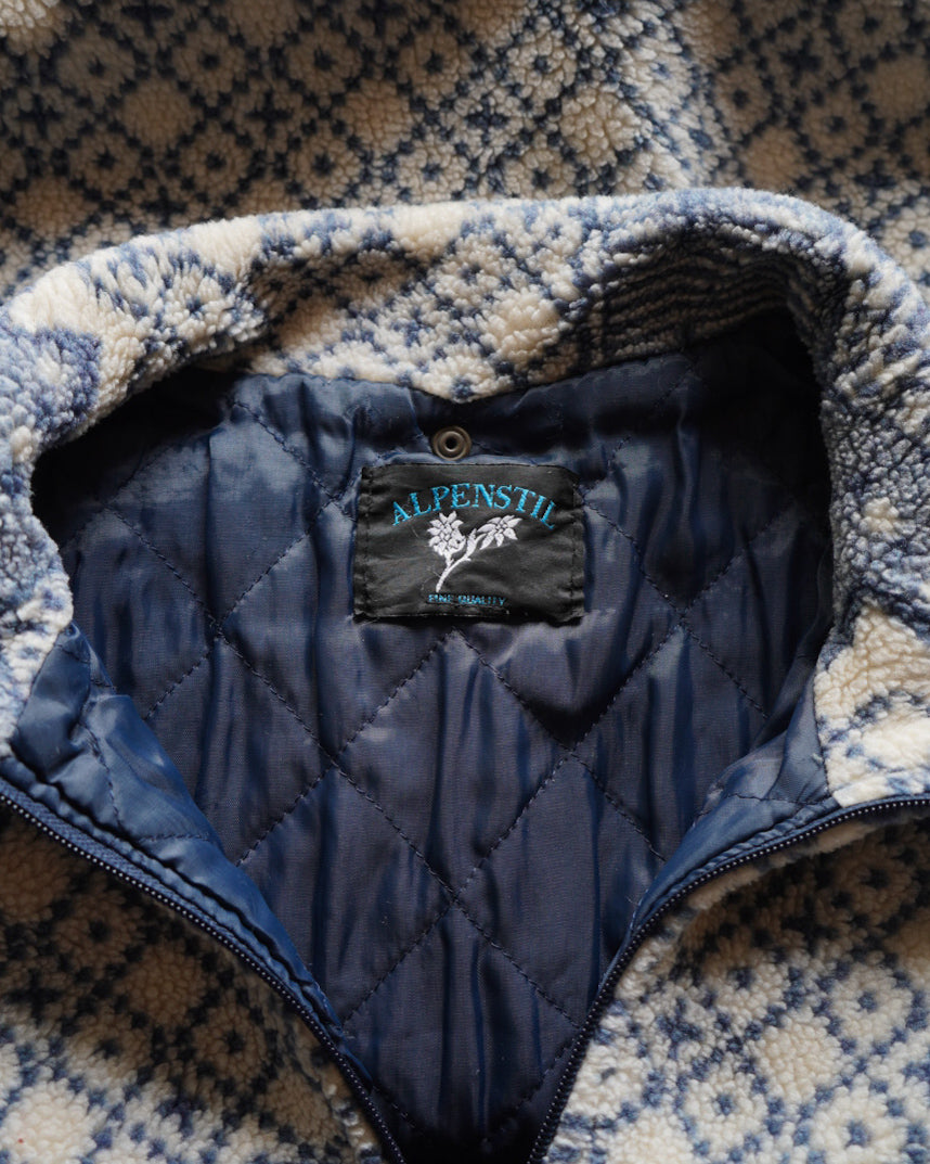 Alpenstil nordic pattern pile fleece zip-up jacket