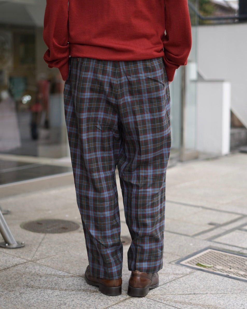 DAKS Plaid Check Pattern Wool Slacks