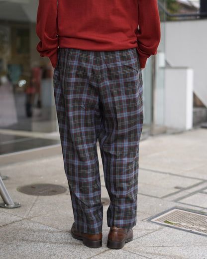 DAKS Plaid Check Pattern Wool Slacks