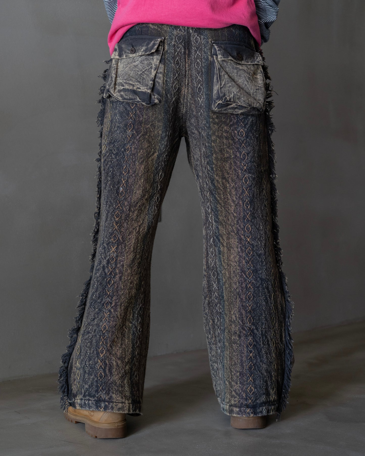 90's design all pattern semi flare easy pants