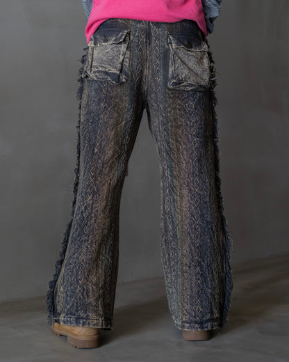 90's design all pattern semi flare easy pants