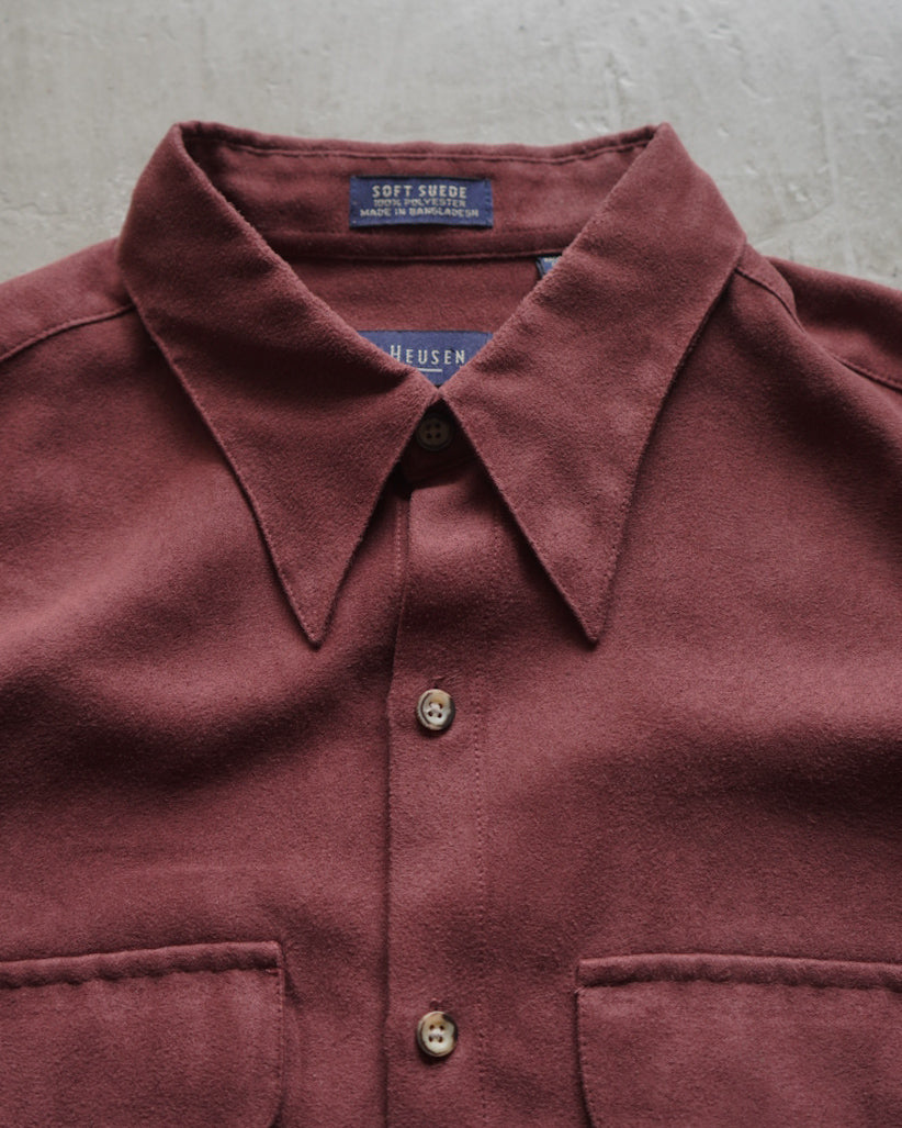 VANHEUSEN fake suede 2 pockets design shirt