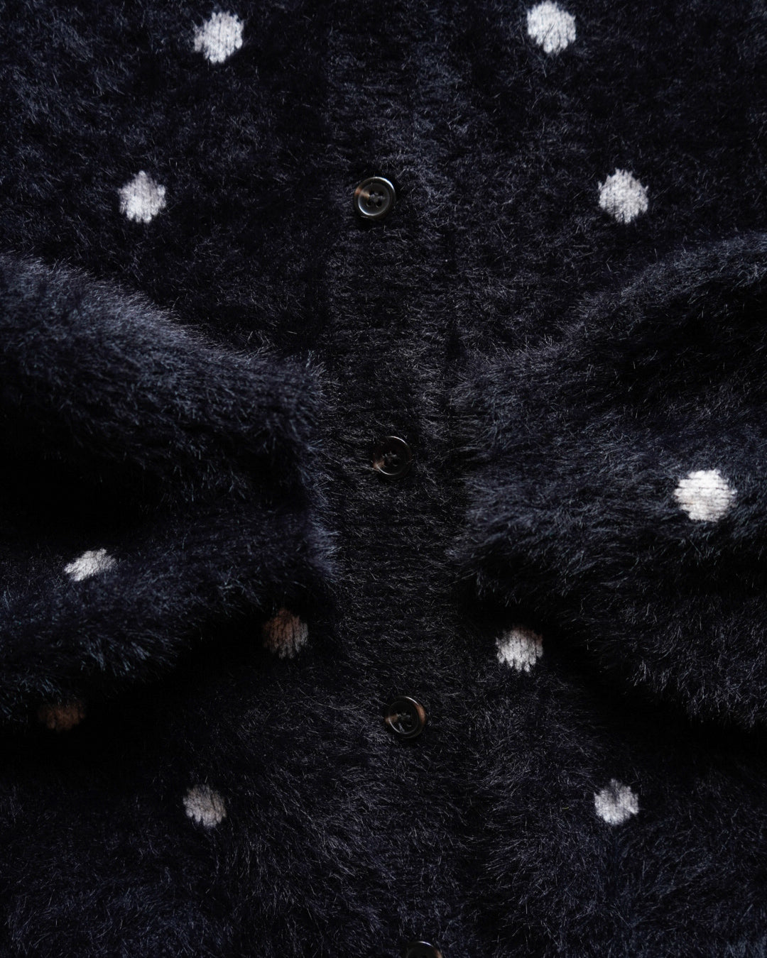 "ladies" polka dot mohair-like cardigan