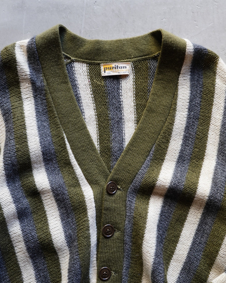 60s Puritan Sportswear wool stripe pattern Cardigan