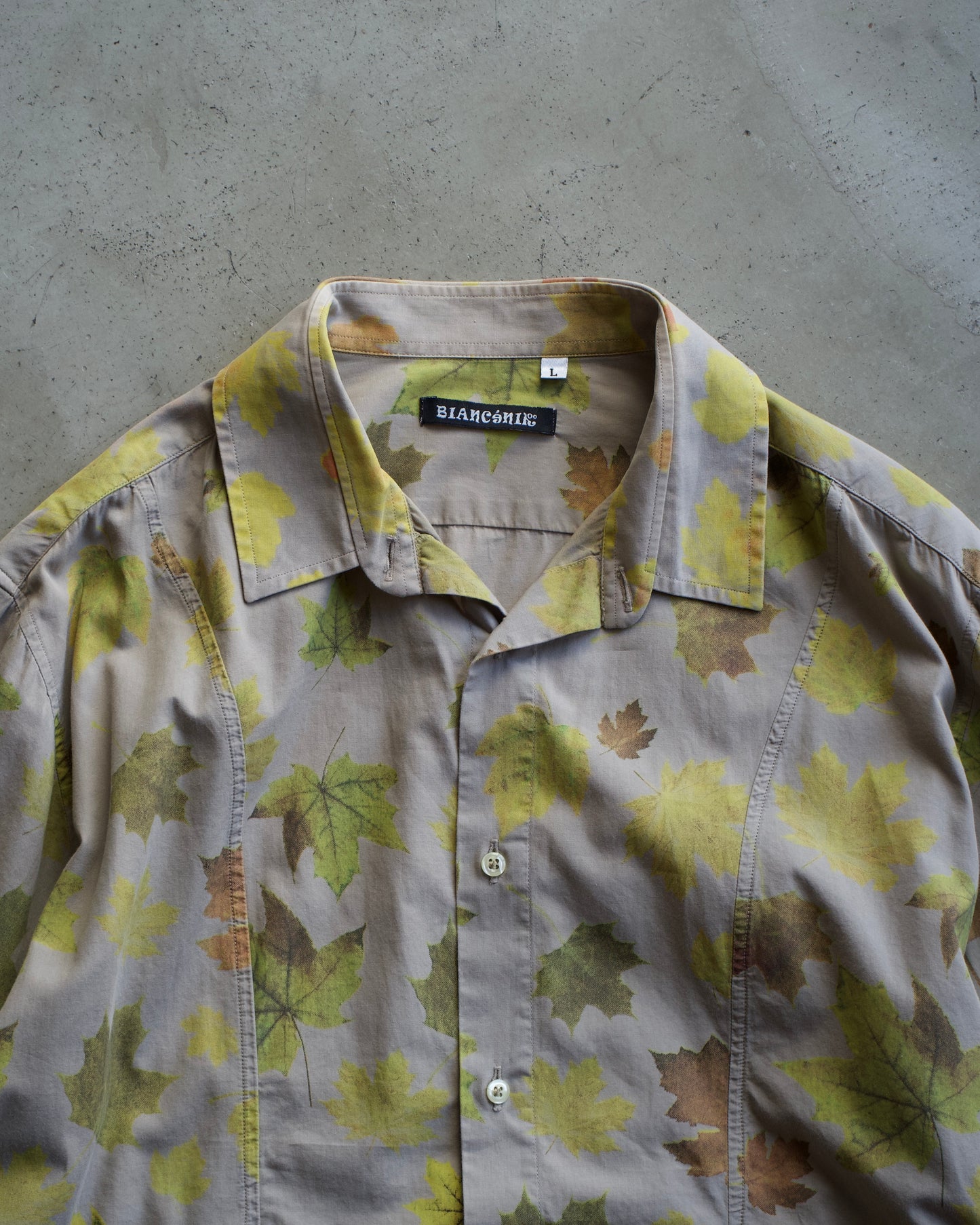 Made in ITALY leaf design long sleeve cotton shirt