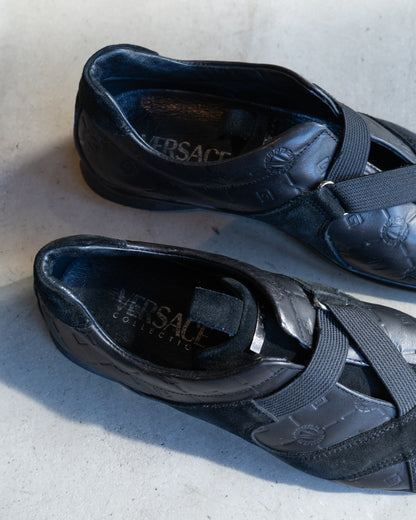 versace collection leather×suede slip on
