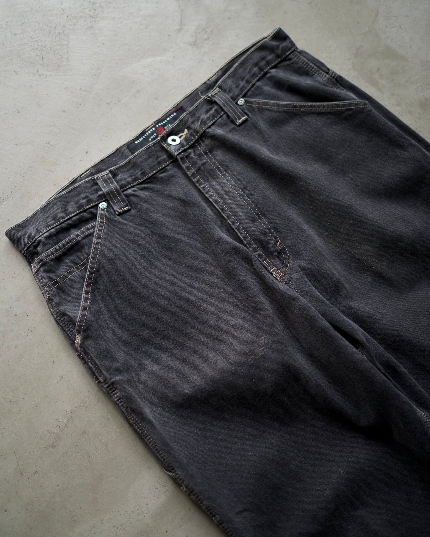 90s “MISSION BLUES”Painter Black Denim Pants