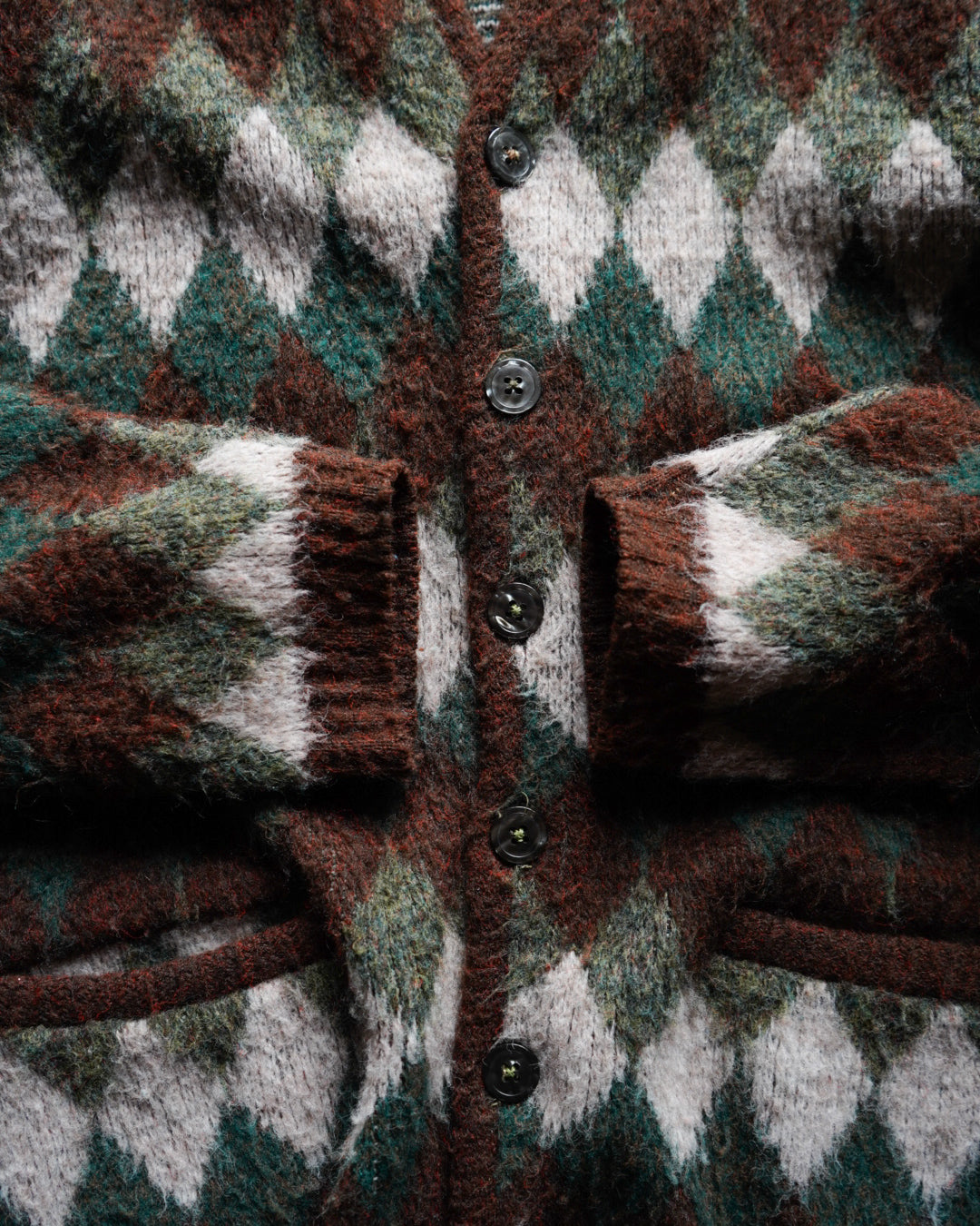 70's jockey diamond-pattern cardigan