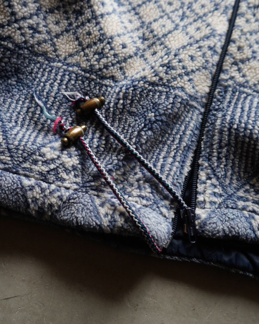 Alpenstil nordic pattern pile fleece zip-up jacket