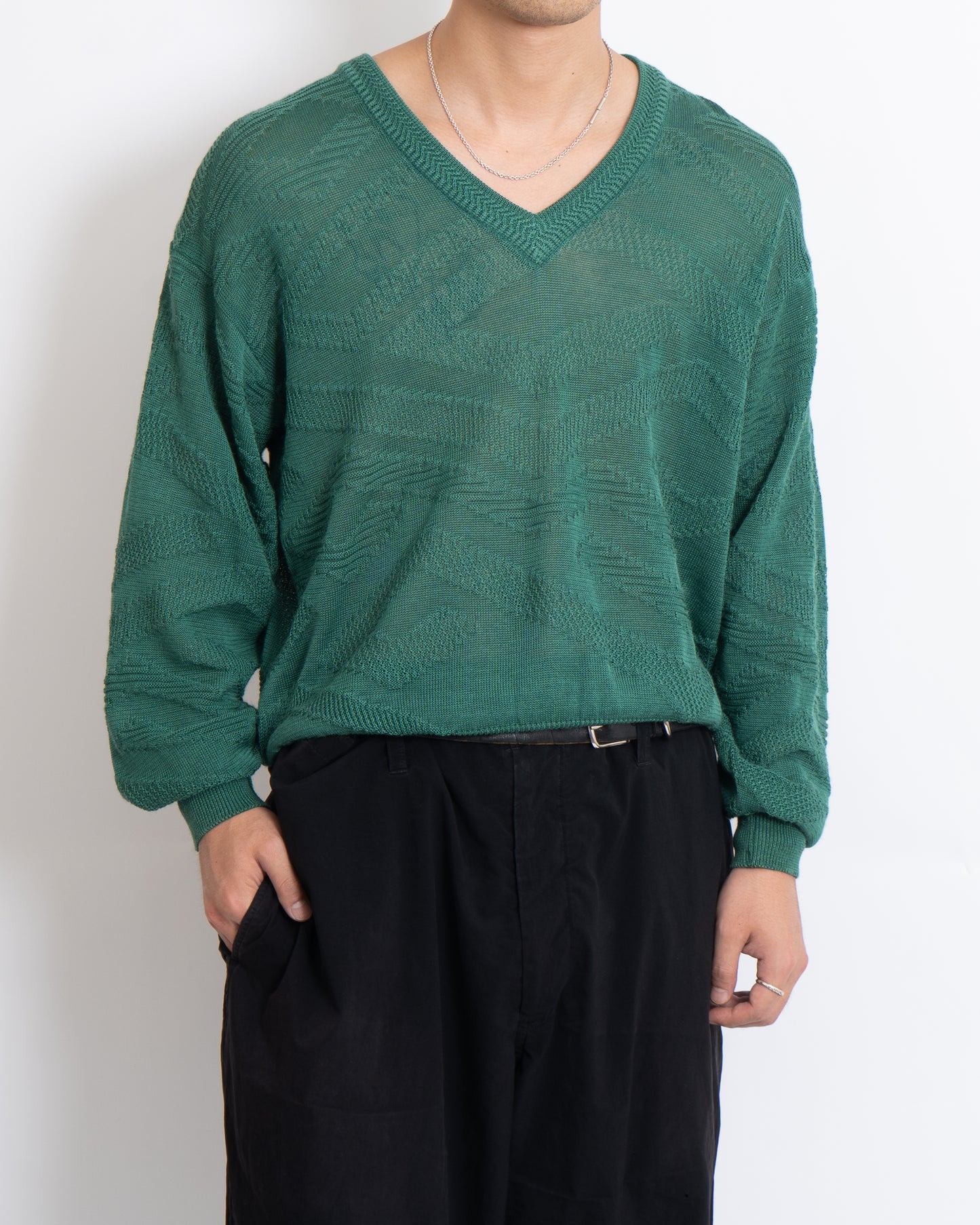 Yves Saint Laurent Linen Acrylic V neck knit