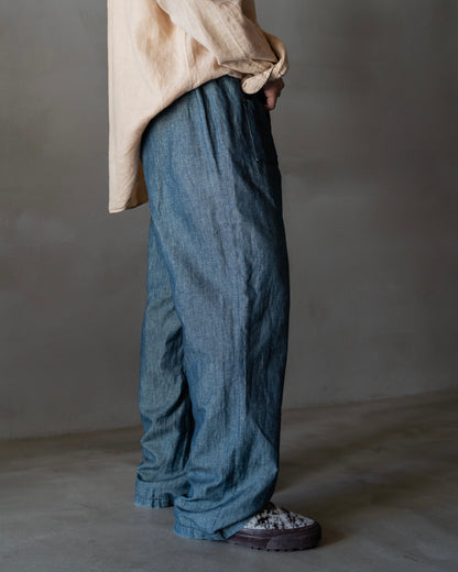 CIMARRON Indigo dyed linen easy pants