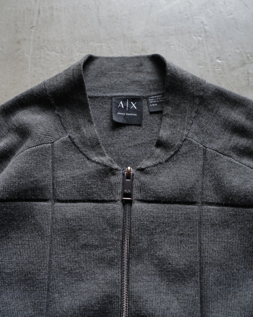 ARMANI EXCHANGE zip-up knit blouson jacket