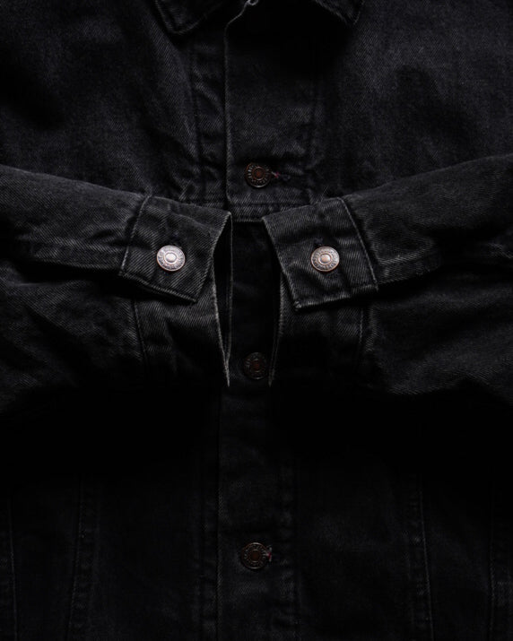 90s Levi's 70699 check lining Black denim jacket made in U.S.A