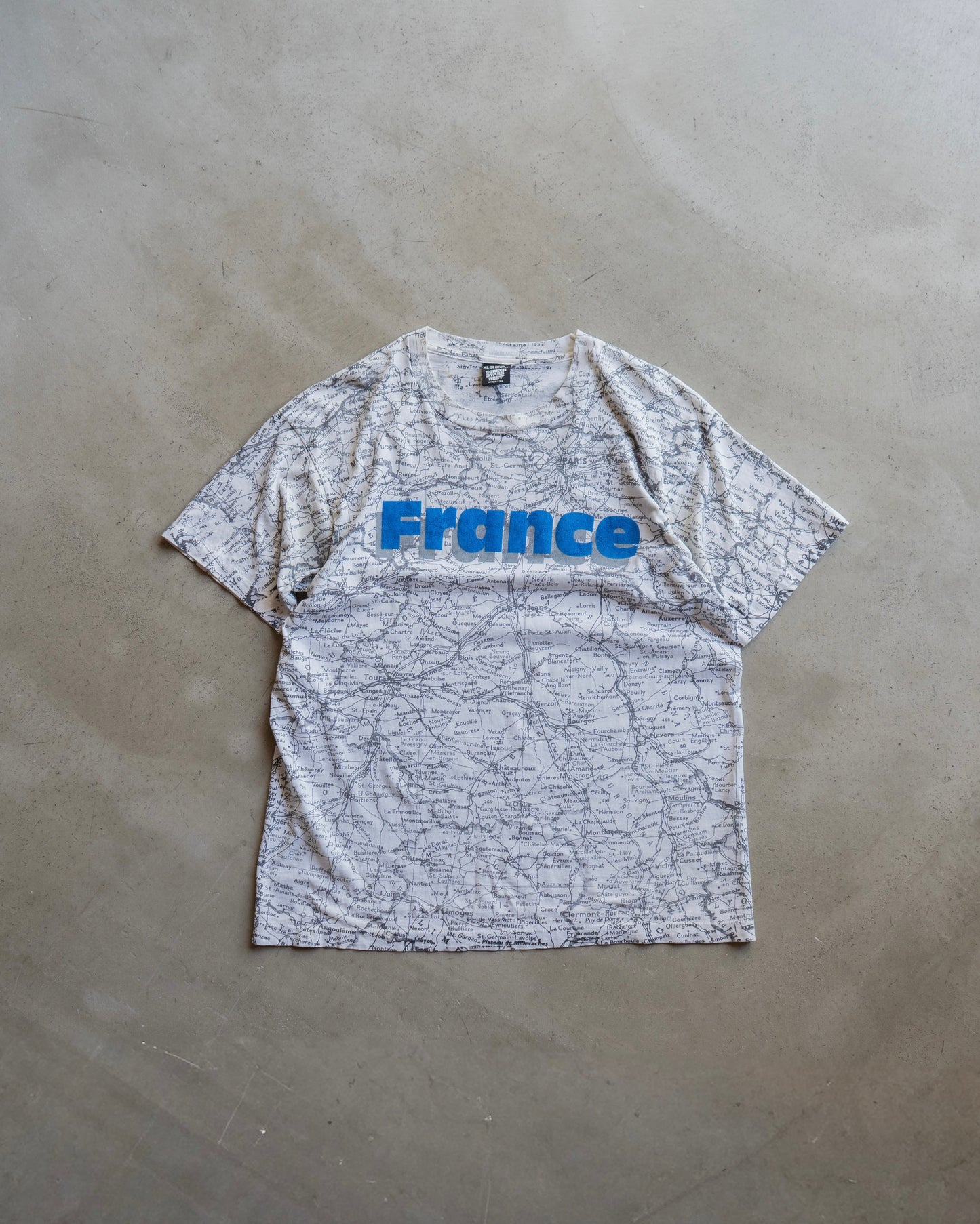 90's all print map design ''France" tee