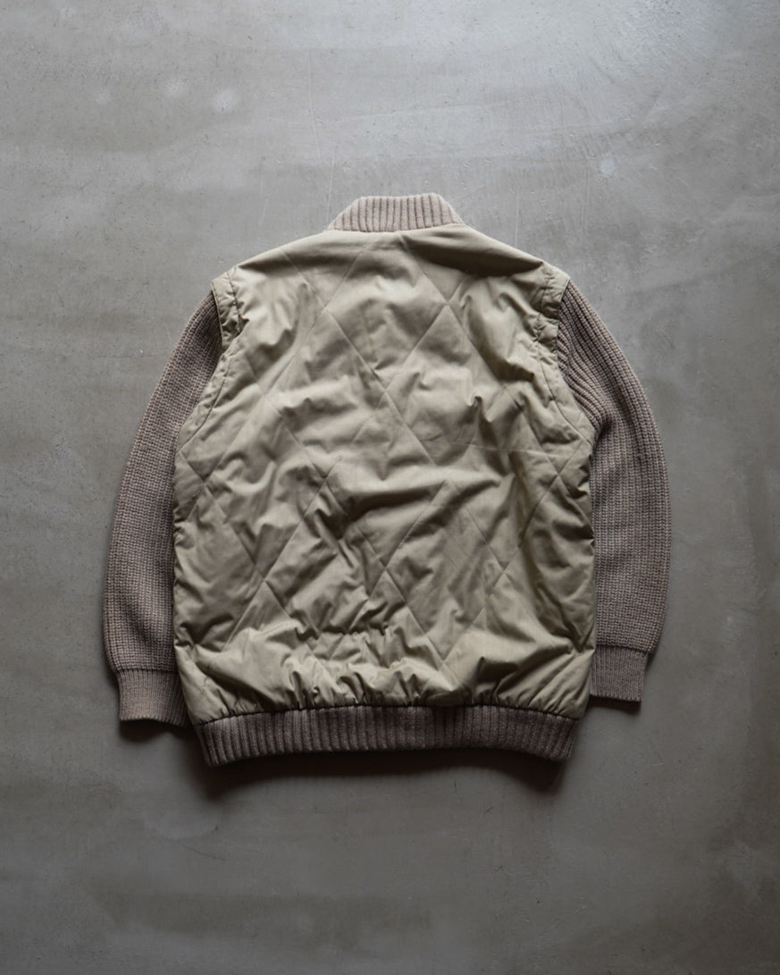 SPORTS MAN quilting switching knit rib zip jacket