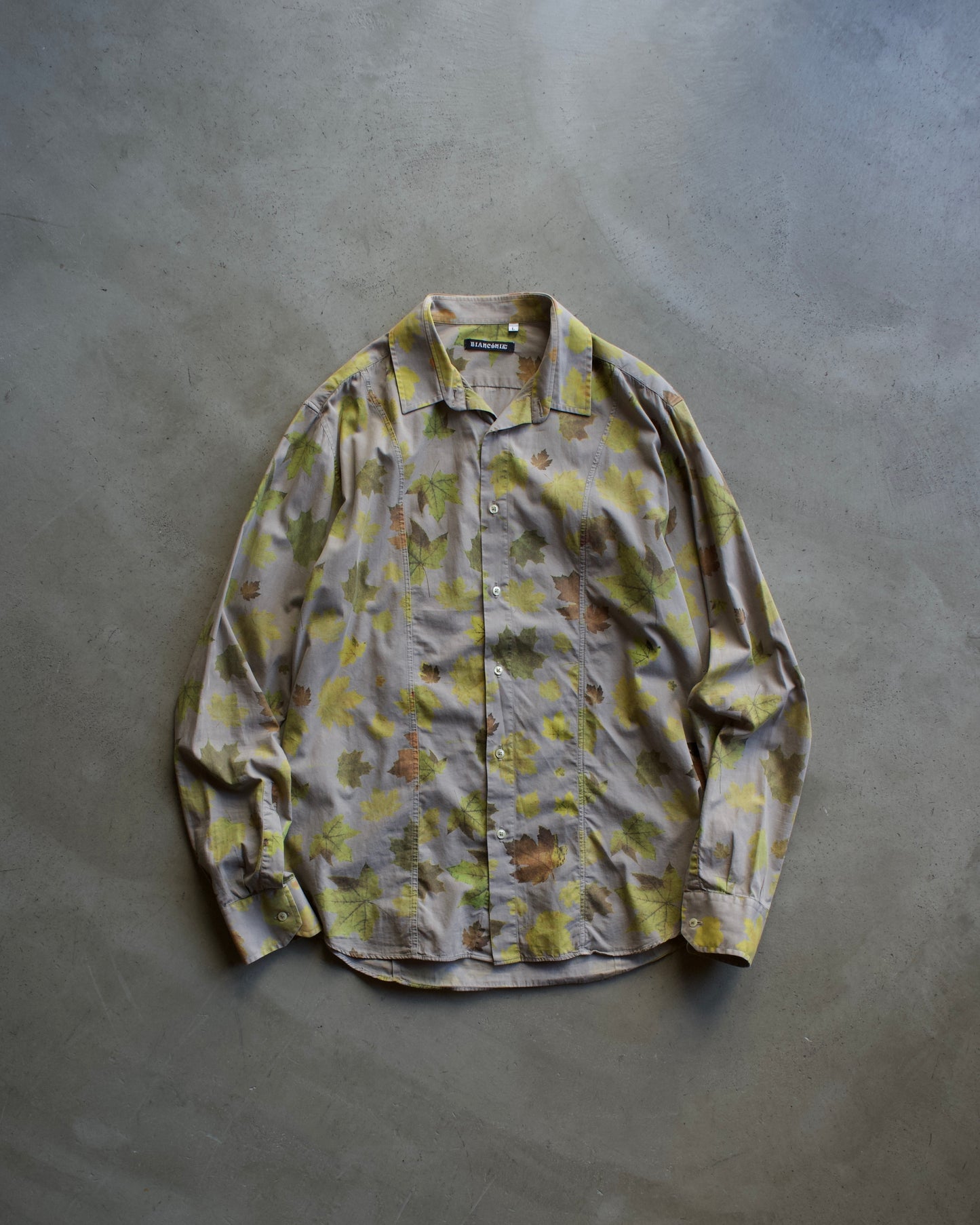 Made in ITALY leaf design long sleeve cotton shirt
