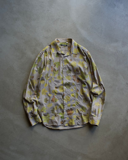 Made in ITALY leaf design long sleeve cotton shirt