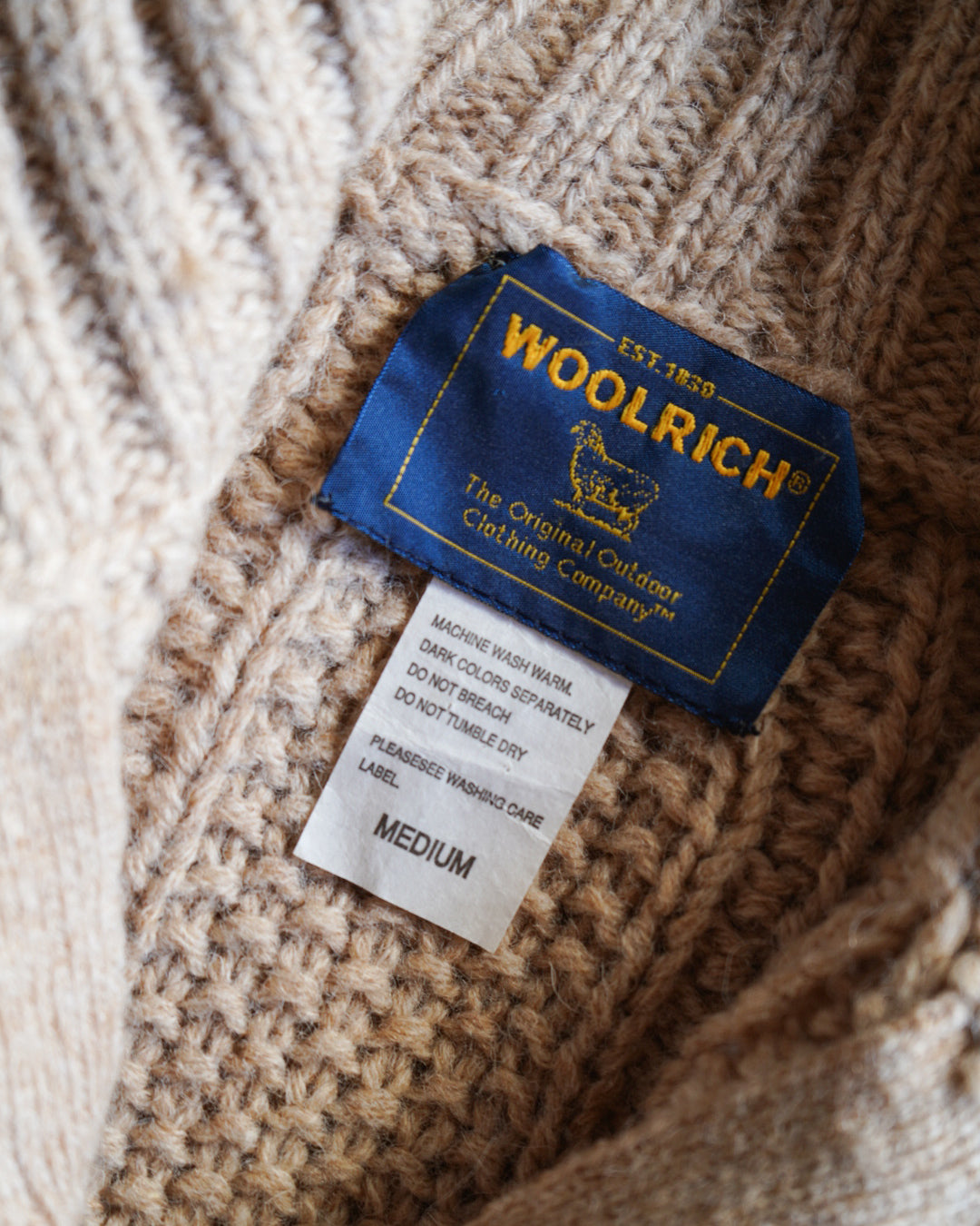 wool rich aran knit zip-up sweater