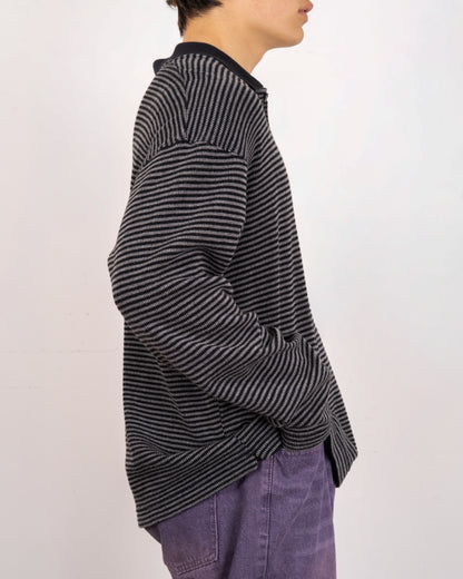 "Calvin Klein"Stripe L/S knit polo shirt