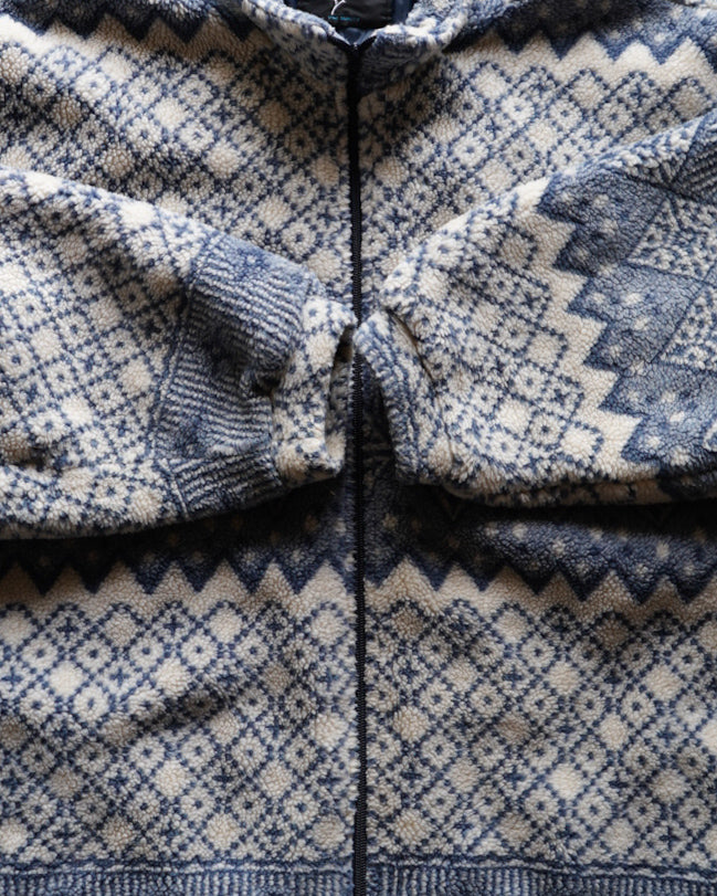 Alpenstil nordic pattern pile fleece zip-up jacket