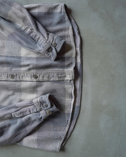 90s check duble flap Pockets flannel shirt