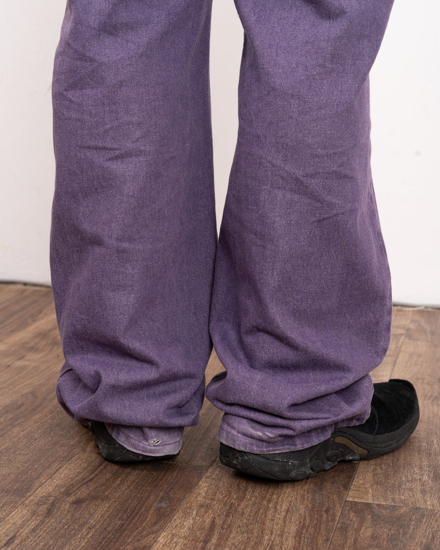 Purple processing straight denim pants