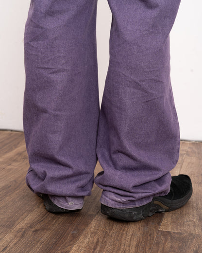 Purple processing straight denim pants